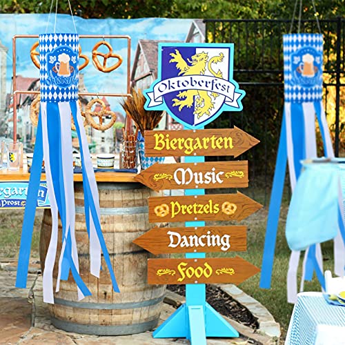 PRETYZOOM Oktoberfest Flag Windsocks, Beer Festival Yard Decoration, Bavarian Style Bunting Oktoberfest Party Banner Photo Backdrop Oktoberfest Party Decoration Supplies