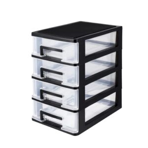 4 drawer desktop storage organizer, heavy- duty plastic containers for storing arts, crafts, sewing accessories, stationary