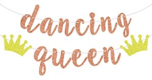 rose gold glitter dancing queen banner, young and sweet only 17/cheers to 17 years, 17th birthday party decorations for girls