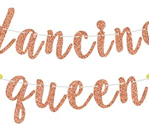 Rose Gold Glitter Dancing Queen Banner, Young and Sweet Only 17/Cheers to 17 Years, 17th Birthday Party Decorations for Girls