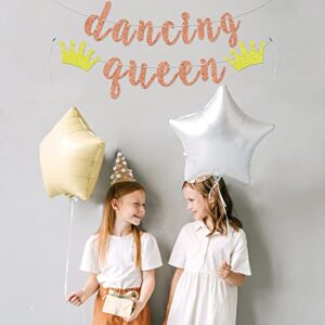 Rose Gold Glitter Dancing Queen Banner, Young and Sweet Only 17/Cheers to 17 Years, 17th Birthday Party Decorations for Girls