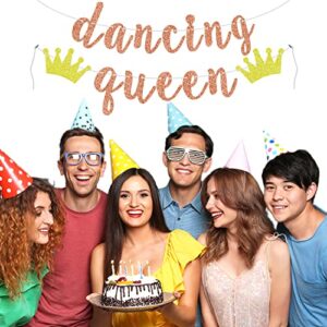 Rose Gold Glitter Dancing Queen Banner, Young and Sweet Only 17/Cheers to 17 Years, 17th Birthday Party Decorations for Girls