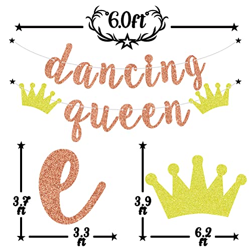 Rose Gold Glitter Dancing Queen Banner, Young and Sweet Only 17/Cheers to 17 Years, 17th Birthday Party Decorations for Girls