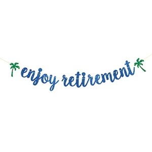 dill-dall enjoy retirement banner, retirement/farewell party decorations, retired af sign, retirement decor for men or women (royal blue)