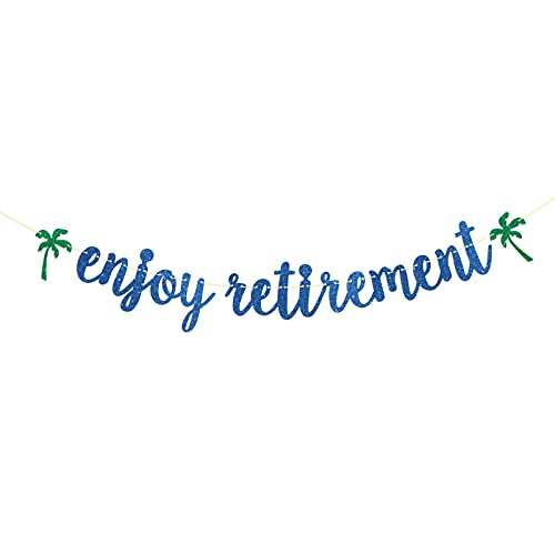 Dill-Dall Enjoy Retirement Banner, Retirement/Farewell Party Decorations, Retired AF Sign, Retirement Decor for Men or Women (Royal Blue)