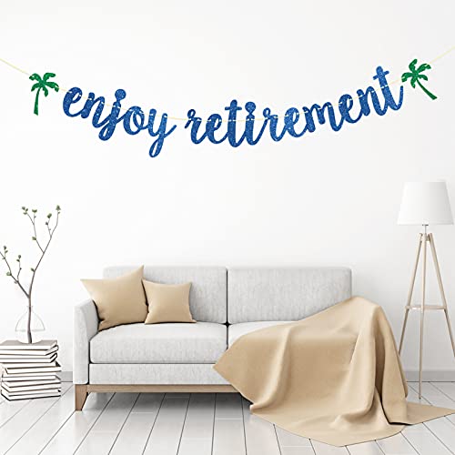 Dill-Dall Enjoy Retirement Banner, Retirement/Farewell Party Decorations, Retired AF Sign, Retirement Decor for Men or Women (Royal Blue)