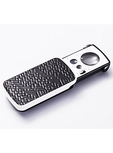 Snowmanna-30X/60X/90X LED Lighted Slide Out Pocket Magnifying Glass High Magnification with LED and UV Lights Portable Loupe Magnifier Loop Currency Detecting Jewelry Magnifier (Black)