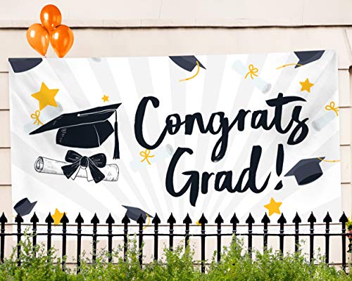 Graduation Banner 2022 - Graduation Decorations 2022 - Graduation Party Supplies 2022 - Large 71” x 40” Graduation Backdrop 2022 Decor - Congrats Grad Banners Yard Sign - Car Decorations for Parade