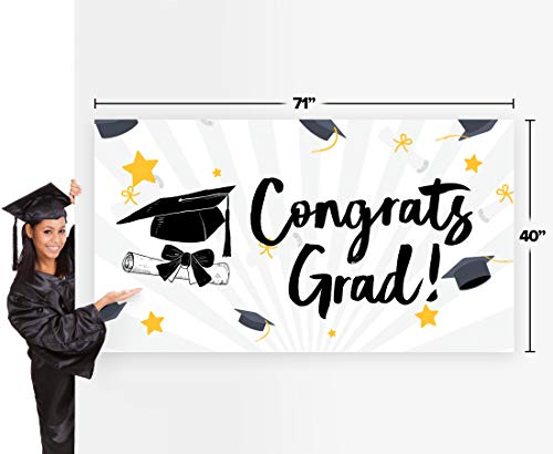 Graduation Banner 2022 - Graduation Decorations 2022 - Graduation Party Supplies 2022 - Large 71” x 40” Graduation Backdrop 2022 Decor - Congrats Grad Banners Yard Sign - Car Decorations for Parade