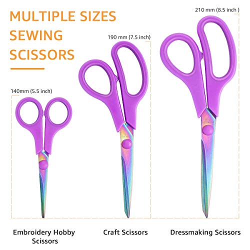 eZAKKA Scissors, Fabric Scissors Sewing Scissors Craft Scissors Heavy Duty Right Handed Scissors Set for Arts, Home, Office