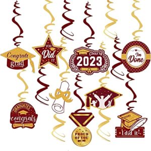 graduation party decorations 2023 maroon gold fsu graduation graduation party supplies accessories burgundy gold hanging swirls 15pcs class of 2023 maroon gold for background ceiling home classroom graduation decorations