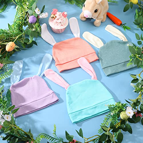 4 Pcs Easter Unisex Newborn Hat Colorful Baby Beanie Hat with Bunny Ears Soft Cute Baby Bunny Hat Newborn Beanie for Infants Baby Caps 0-6 Months