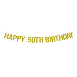 goer gold glitter happy 50th birthday banner for 50th birthday party decorations