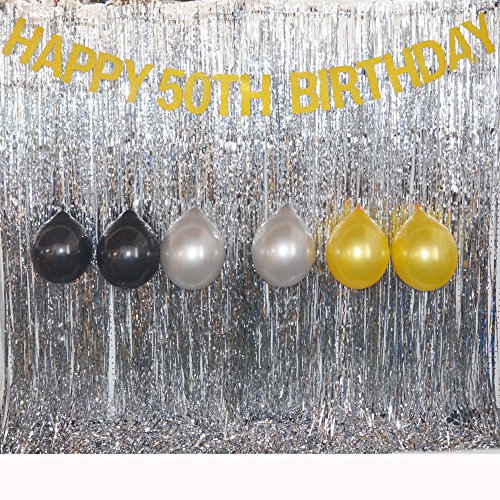 GOER Gold Glitter HAPPY 50TH BIRTHDAY Banner for 50th Birthday Party Decorations