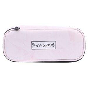 rhfemd marble pattern faux leather large capacity school pencil case cosmetic pouch bag