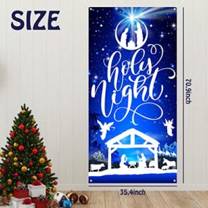 Christmas Door Cover Decoration Nativity Scene Outdoor Christmas Backdrop Holy Night Christmas Decor Religious Manger Scene Christmas Banner / Backdrop for Front Door Photo Booth Props