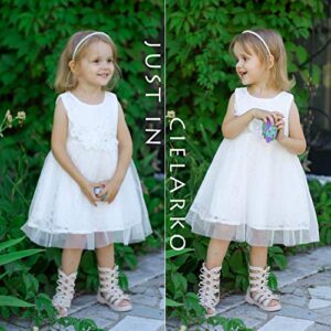 CIELARKO Baby Girl Dress Infant Flower Lace Wedding Party Dresses for 0-24 Months (18-24 Months, White)