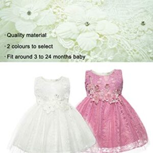 CIELARKO Baby Girl Dress Infant Flower Lace Wedding Party Dresses for 0-24 Months (18-24 Months, White)