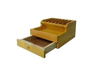 pmc supplies llc 3-3/4″ x 6-1/2″ x 7-1/2″ wooden plier rack organizer w/ drawer jewelry making storage bench tool