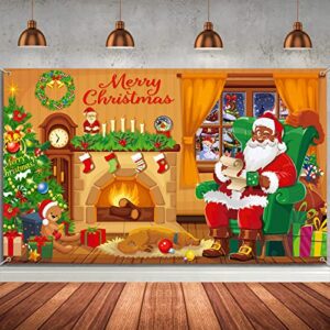 tiamon merry christmas backdrop xmas black santa claus background decoration for photography fireplace wall hanging banner photo booth prop for winter home new year holiday party favor supplies