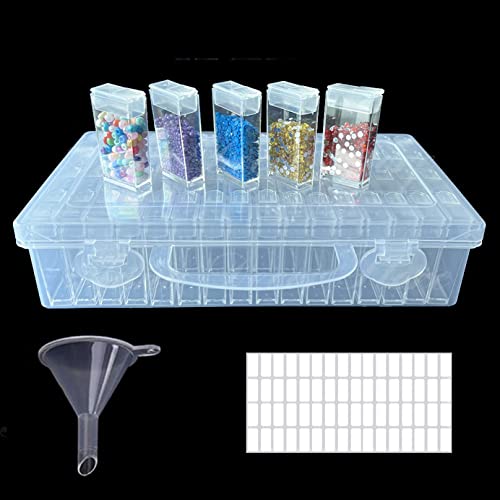 5D Diamond Painting Storage Box with 56/64 Grids, Transparent Organizer Box, Diamond Art Accessories for Rhinestones