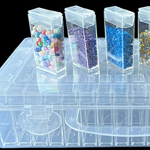 5D Diamond Painting Storage Box with 56/64 Grids, Transparent Organizer Box, Diamond Art Accessories for Rhinestones