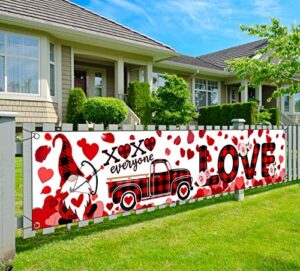 valentine’s day banner yard sign red buffalo plaid gnome large yard sign banner with xoxo everyone rose heart for valentine’s day outdoor and indoor decoration