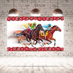 pudodo run for the roses backdrop banner kentucky derby horse racing themed party photography background wall decoration