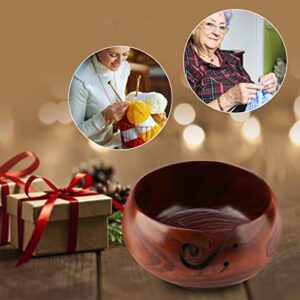 Wooden Yarn Bowl Natural Handmade Crafted for Knitting Crochet Home Decor- Ideal Gifting (6.7x6.7x3.1in)