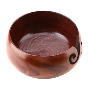 Wooden Yarn Bowl Natural Handmade Crafted for Knitting Crochet Home Decor- Ideal Gifting (6.7x6.7x3.1in)