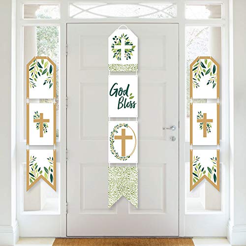 Big Dot of Happiness Elegant Cross - Hanging Vertical Paper Door Banners - Religious Party Wall Decoration Kit - Indoor Door Decor