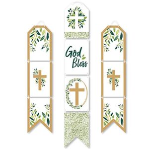 Big Dot of Happiness Elegant Cross - Hanging Vertical Paper Door Banners - Religious Party Wall Decoration Kit - Indoor Door Decor