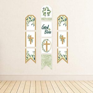 Big Dot of Happiness Elegant Cross - Hanging Vertical Paper Door Banners - Religious Party Wall Decoration Kit - Indoor Door Decor