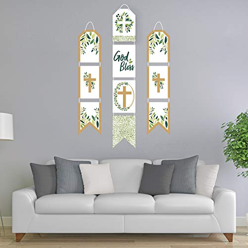 Big Dot of Happiness Elegant Cross - Hanging Vertical Paper Door Banners - Religious Party Wall Decoration Kit - Indoor Door Decor