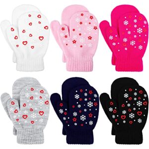cooraby 6 pairs toddler magic mittens gloves winter kids mittens unisex baby warm knitted stretch gloves