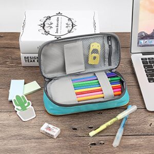 E4go Pencil Case Pencil Pouch Large Capacity Stationery Organizer Storage Pencil Bags with Zipper Use High Quality Oxford Fabric 600D, 8.6"x4.2"x2.0" (Green)