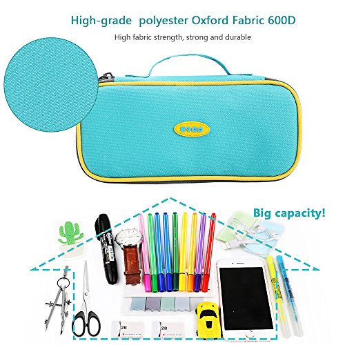 E4go Pencil Case Pencil Pouch Large Capacity Stationery Organizer Storage Pencil Bags with Zipper Use High Quality Oxford Fabric 600D, 8.6"x4.2"x2.0" (Green)