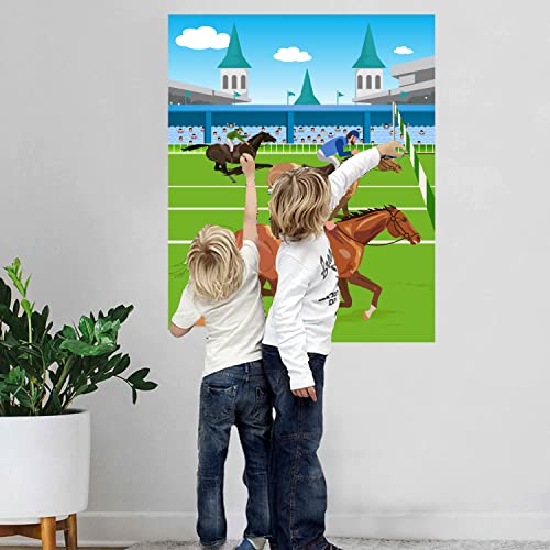 Kentucky Derby Horse Race Party Sticker Game - Pin The Tail on The Horse Poster, Horse Party Game for Kids Birthday Party Favor(24 Tails)