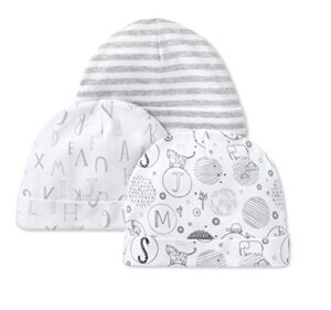 lamaze organic baby baby girls pure organic cotton unisex hats, 3 pack hat, grey, 12 months us