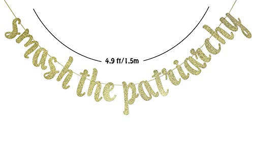 Smash The Patriarchy Banner Bunting Sign for Feminist Girl Power Party Decorations Women's Rights Decor Girl Power Props Gold Glitter