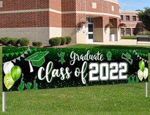 class of 2022 banner decoration-graduation party supplies,large congrats grade yard sign banner for 2022 graduation party decoration (green)