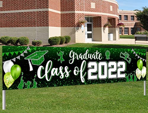 Class of 2022 Banner Decoration-Graduation Party Supplies,Large Congrats Grade Yard Sign Banner for 2022 Graduation Party Decoration (Green)