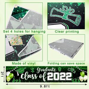 Class of 2022 Banner Decoration-Graduation Party Supplies,Large Congrats Grade Yard Sign Banner for 2022 Graduation Party Decoration (Green)