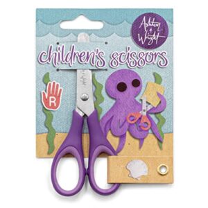 ashton and wright – children’s – kids scissors soft grip – 5″/12cm – purple – right handed
