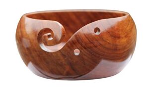 dahlia goods wooden yarn bowl 6×3 inch, knitting and crochet rosewood bowl, made from sturdy wood for yarn storing