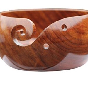 DAHLIA GOODS Wooden Yarn Bowl 6x3 Inch, Knitting and Crochet Rosewood Bowl, Made From Sturdy Wood For Yarn Storing