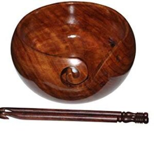 DAHLIA GOODS Wooden Yarn Bowl 6x3 Inch, Knitting and Crochet Rosewood Bowl, Made From Sturdy Wood For Yarn Storing