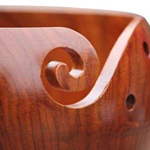 DAHLIA GOODS Wooden Yarn Bowl 6x3 Inch, Knitting and Crochet Rosewood Bowl, Made From Sturdy Wood For Yarn Storing