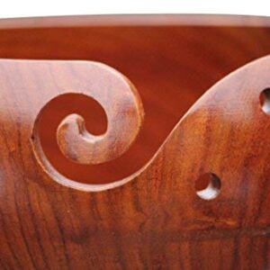 DAHLIA GOODS Wooden Yarn Bowl 6x3 Inch, Knitting and Crochet Rosewood Bowl, Made From Sturdy Wood For Yarn Storing