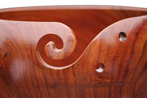 DAHLIA GOODS Wooden Yarn Bowl 6x3 Inch, Knitting and Crochet Rosewood Bowl, Made From Sturdy Wood For Yarn Storing